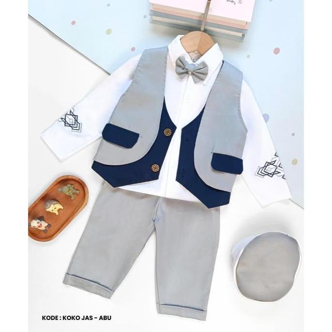 Otokonoko- Baju Koko Bayi Laki Laki Set Jas  / Baju Muslim Bayi Lebaran / Usia 6 Bulan-3 Tahun