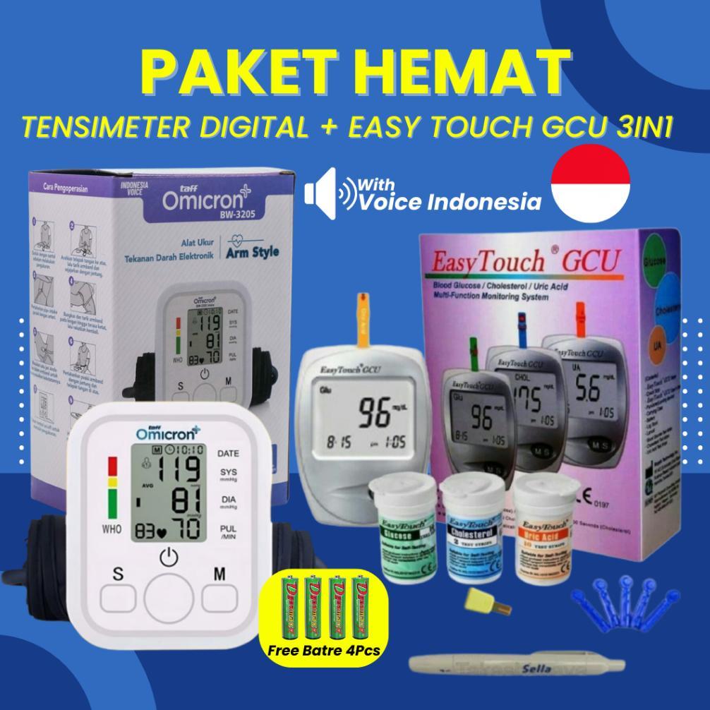Terlaris Paket Hemat Tensimeter Digital Dan Easytouch Gcu 3In1 Alat Tensi Alat Cek Gula Darah Alat P
