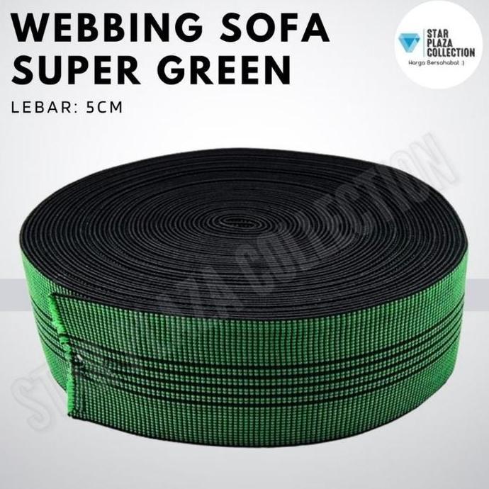 Webbing Sofa Karet Sofa / Jok / Kasur Tali Webing Elastis Hijau Super