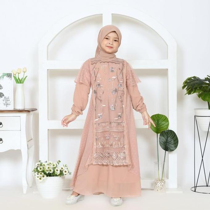 Otokonoko- Jasmine Gamis Anak Brokat Ceruty Babydoll Gamis Terbaru 2025 Anak 3-10Tahun