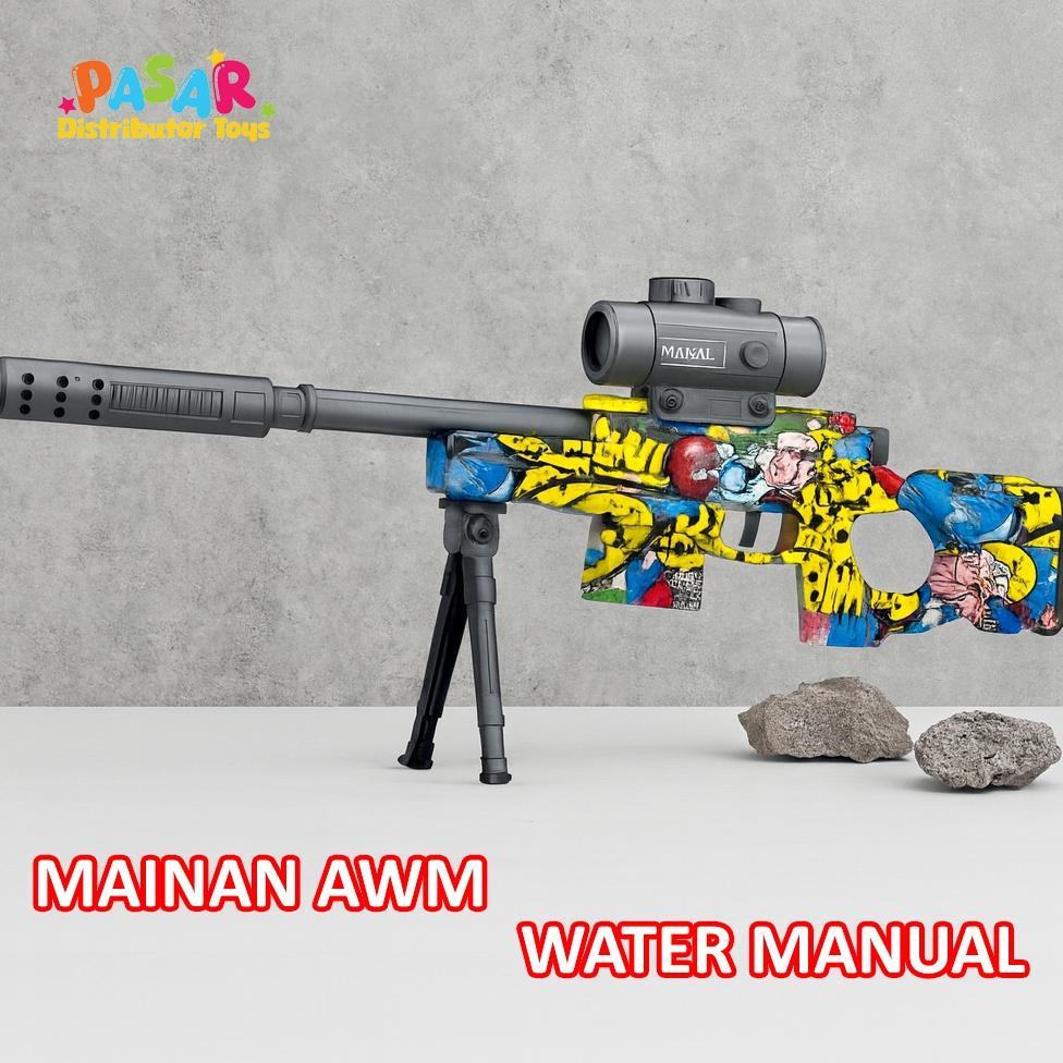 Cuci Gudang Mainan Anak Manual Mode Awm Sy-0218 Mainan Tembakan Awm Manual Water Bubble Scope Bipod 