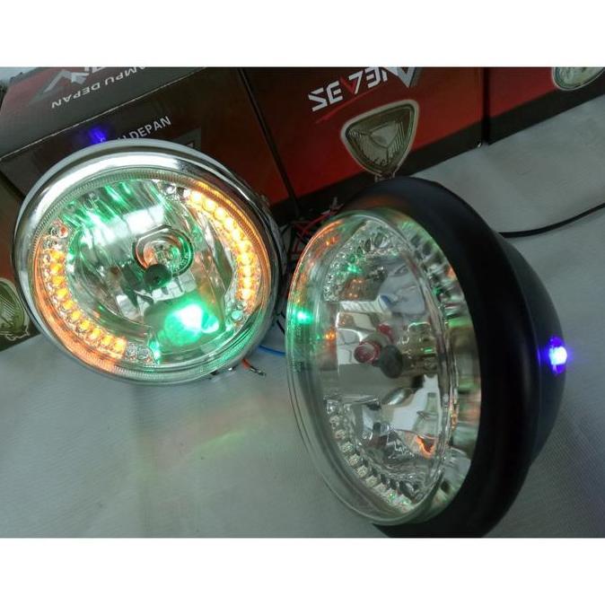 Promo Lampu Depan 5.75 Inch PERMATA + SEIN PNP BATOK JUTE VAN2 L2G Cocok Untuk Custom Motor CB GL Cl