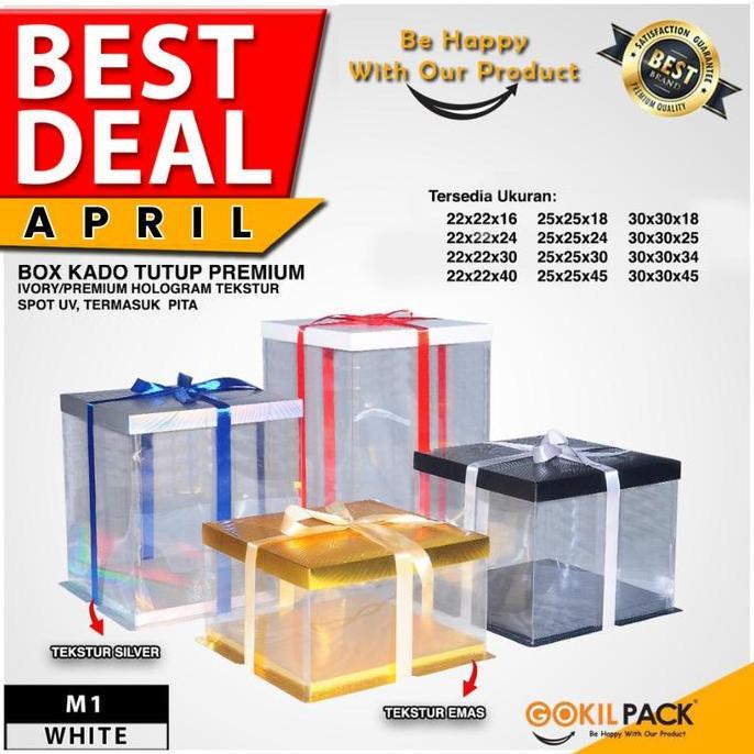 GokilPack Cake Box Kotak Kue Mika Transparan Dus Hadiah - Tutup Mika 25x25, Bahan Kuat, Kaku, Kokoh,