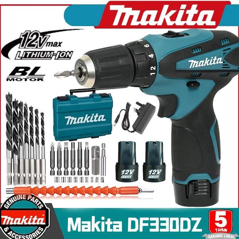 PROMO Makita Bor Tanpa Kabel Dual-Baterai Lithium-Ion Bor Tangan Tanpa Kabel Bor Tanpa Kabel Bertena