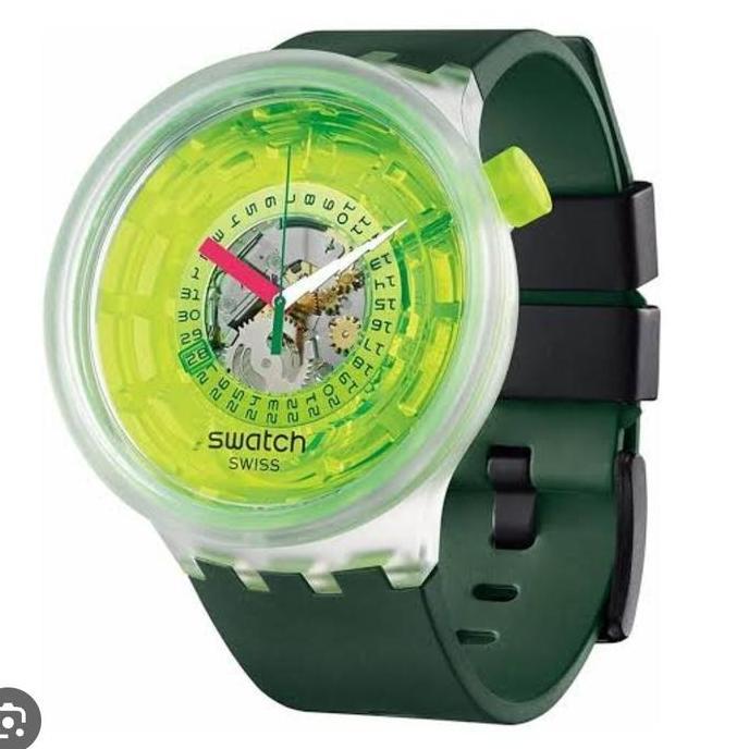 Swatch Jam Tangan Pria Karet SB05K400 SWATCH BLINDED BY NEON Original