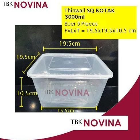 [ECER 5 pieces] Thinwall KOTAK SQUARE BESAR food container box tempat makan plastik kotak nasi