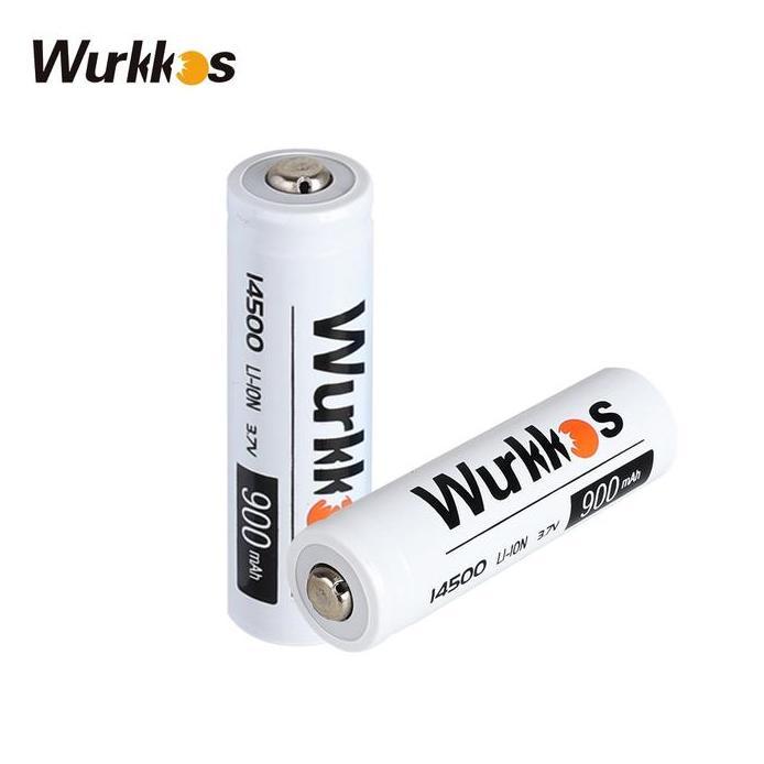 WURKKOS BATERAI 14500 900mAh BUTTON TOP 3.7 Volt SENTER LED murah