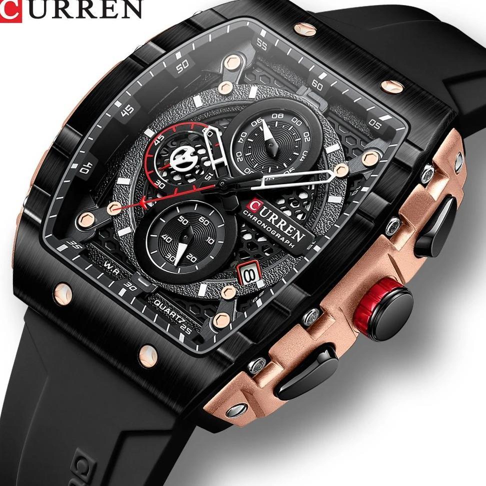 VALUE PACK CURREN 8442 Jam Tangan Pria Analog Chronograph Aktif Tali Silicone CURRENOS