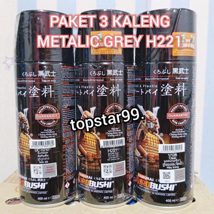 Pilok Pylox Cat Samurai Paket 3 Kaleng Lengkap Metalic Grey H221 Metalik Grey 221 Epoxy Surfacer UC 
