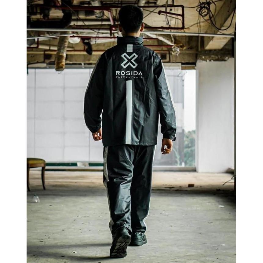 NEW JAS HUJAN SETELAN BLACK EDITION 882 ROSIDA ORI