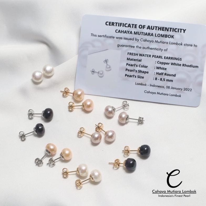 NEW Anting Mutiara Lombok Asli Bersertifikat | Giwang Persit |Giwang Tusuk Mutiara Air Tawar Asli [t