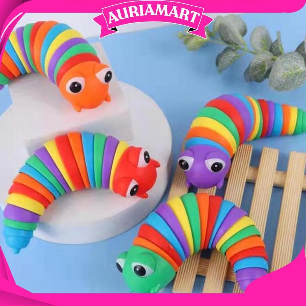 WD Mainan Fidget Slug Ulat dan Siput Fidget Slug Toys Mainan Ulat rainbow WDS COD