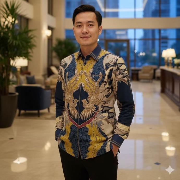 NEW KEMEJA BATIK PRIA LENGAN PANJANG MOTIF TULIS ATBM SUTRA MODERN PESTA ORI