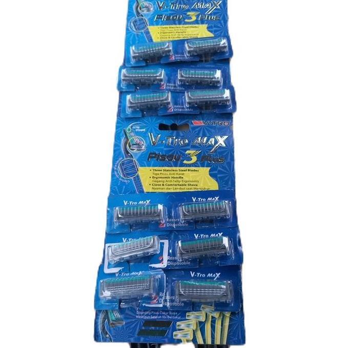 Pisau Cukur V-Tro Max Pisau 3 Plus 1 Lembar 24pcs - Razor Kumis Jenggot Pencukur