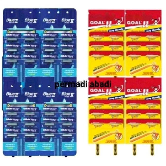 PISAU CUKUR  BIRU  KUNING /Pencukur brewok kumis jenggot 24PCS