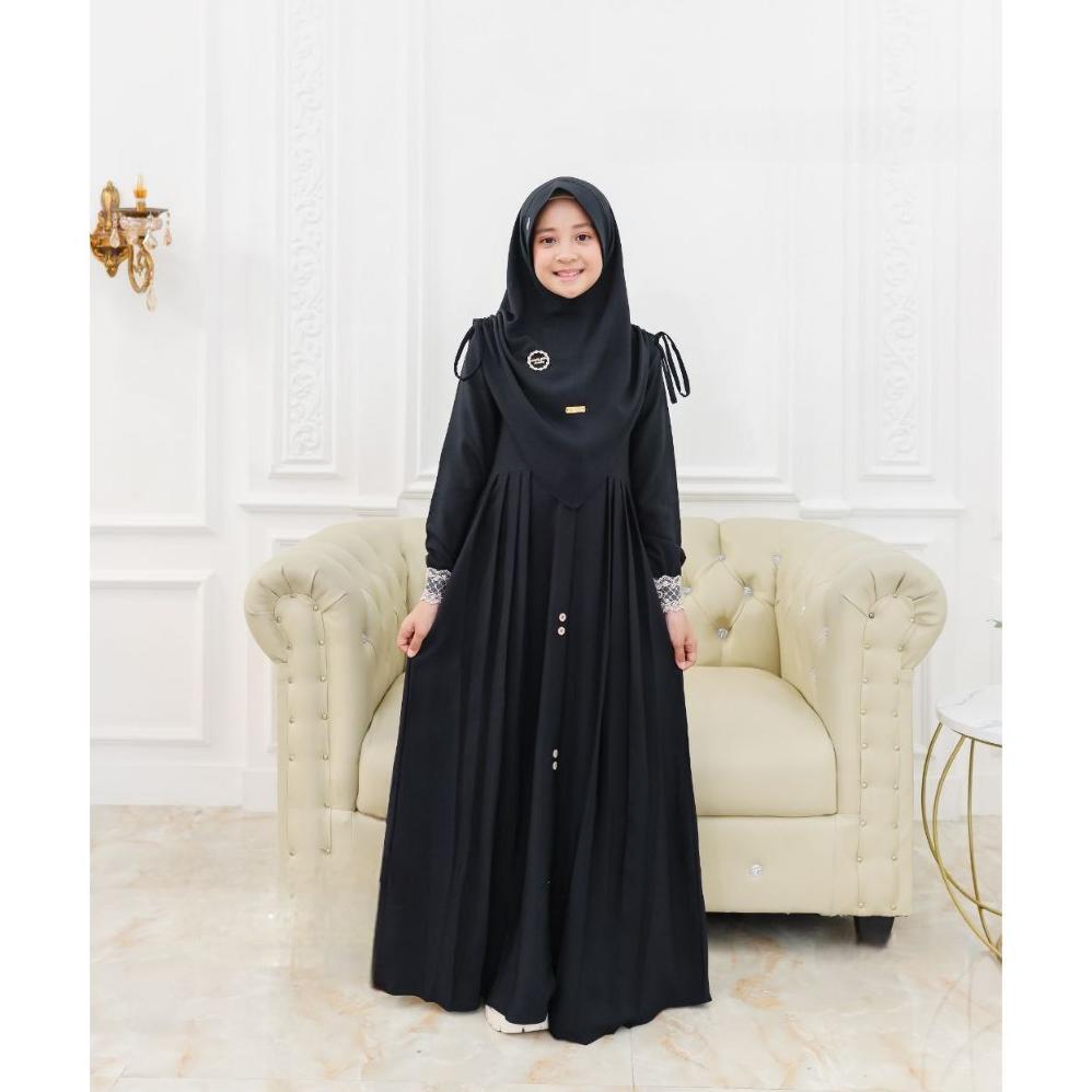 Terlaris Gamis Anak Mawwadah Syar'I Set Khimar Cringkle Airflow Premium - Fashion Muslim Anak Peremp