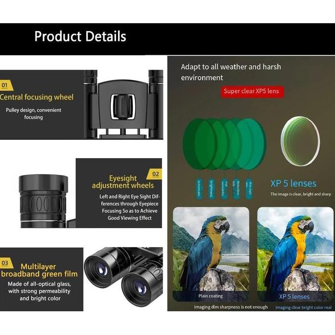 Teropong Binokular Jarak Jauh HD Long Range Night Vision