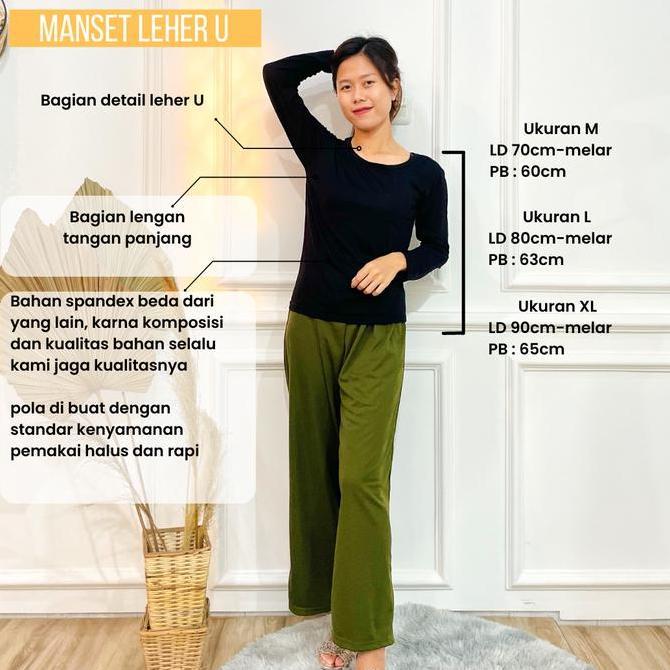 Manset Kaos Panjang Dalaman Baju L Manset Wanita Musliman Grosir Bahan Spandek Adem Nyaman Menyerap 