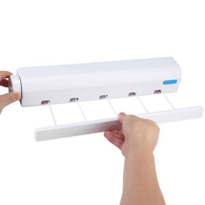 PARANE Jemuran Baju Dinding Tempel Praktis Retractable Clothesline 4 Tali 5 Tali