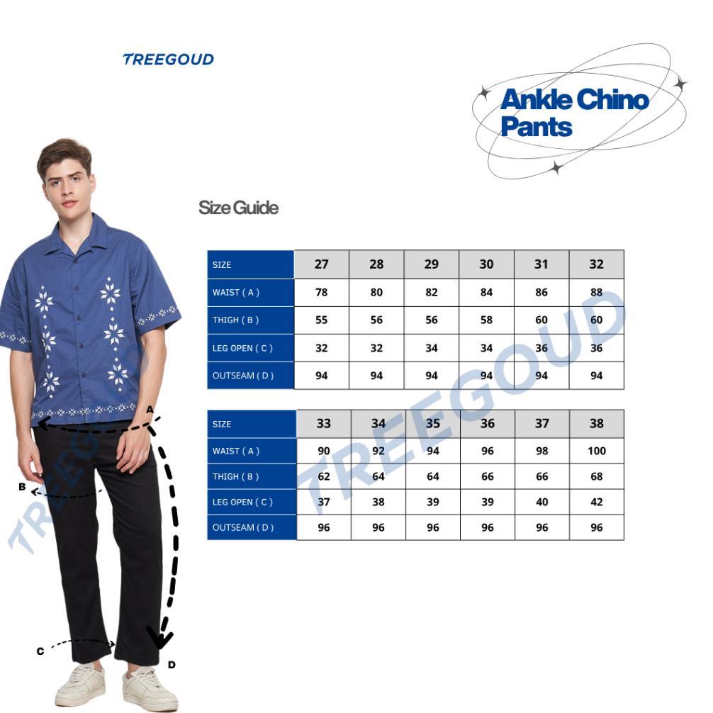 HOT DEALS Treegoud Ankle Pants Chino Pria Reguler Fit Celana Angkle Pants Pria Celana Chinos Panjang