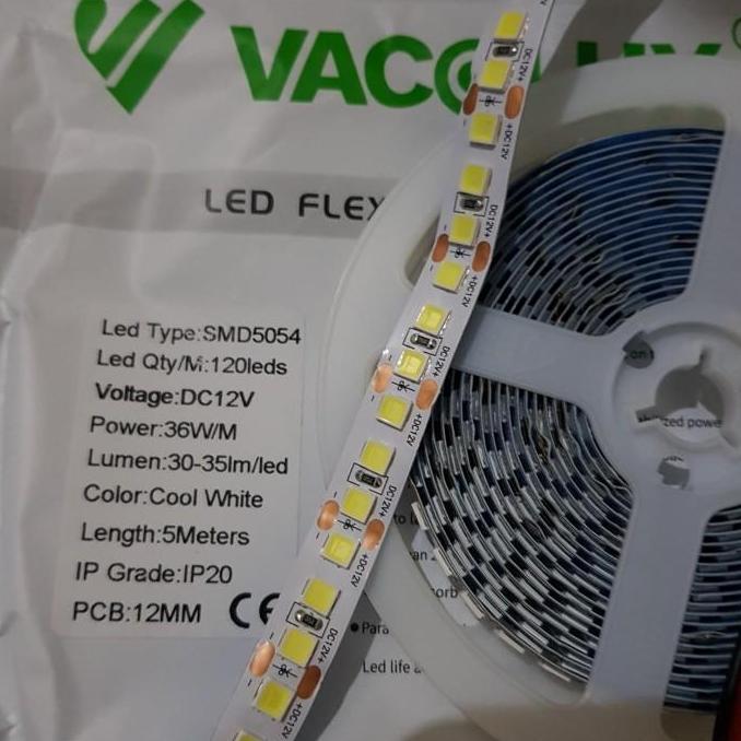Vacolux Lampu LED Strip DC12V Mata Besar Rapat Putih Bersih 600Led 5M