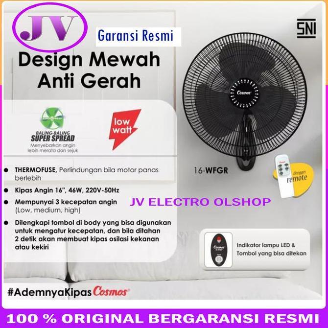 TERLARIS KIPAS ANGIN DINDING COSMOS 16WFGR - REMOT / WALLFAN COSMOS 16 IN REMOT