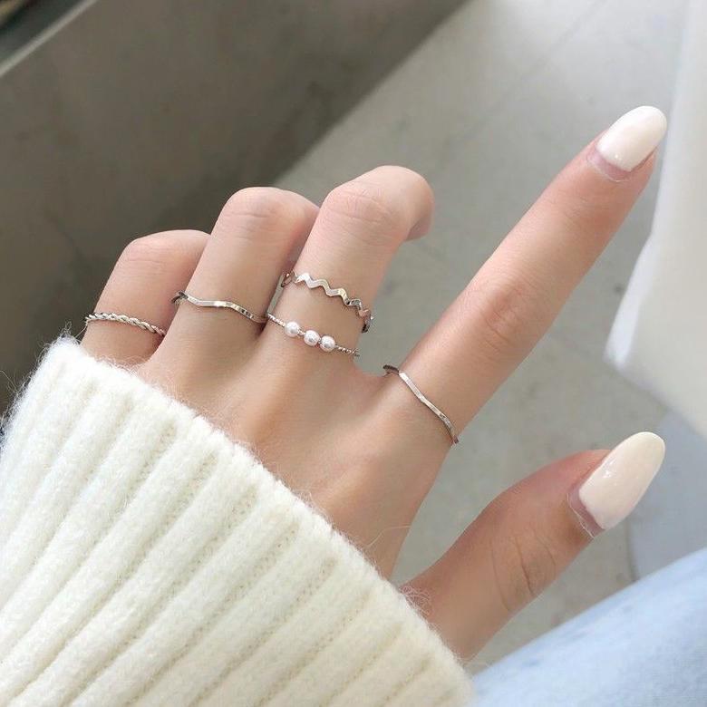 Discount Cincin Set 5 Pcs Gaya Korea Aksesoris Fashion Wanita