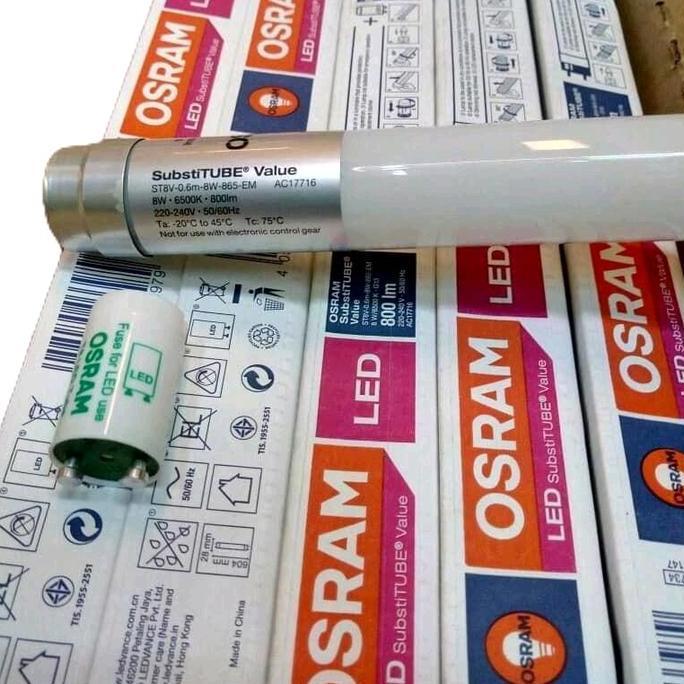 Lampu TL Led Osram T8 9w 220V lm900 cahaya Putih 65000K 60cm