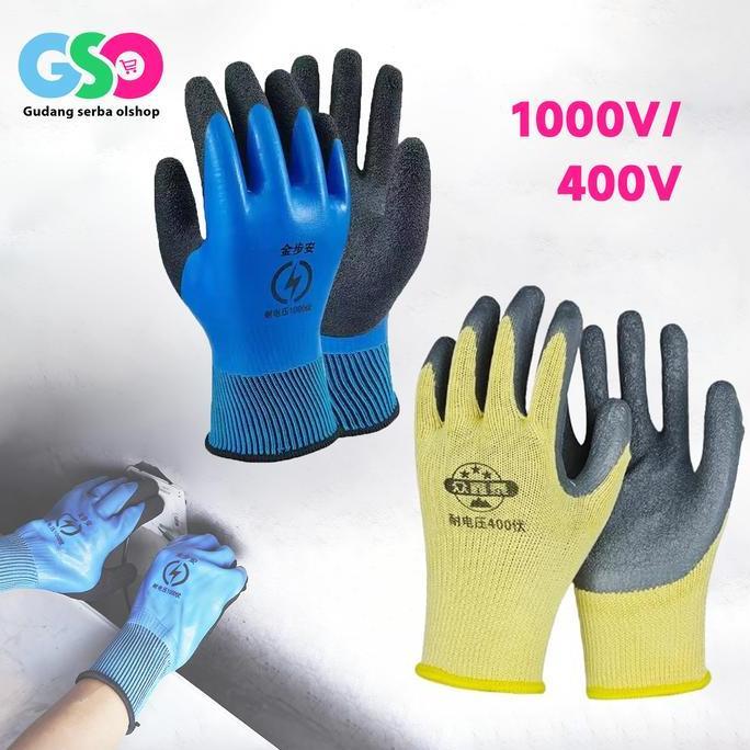 KOLBUNE Sarung Tangan Berinsulasi 400V Sarung Tangan Listrik Tebal Dan Kuat Glove Premium Karet 1Sep