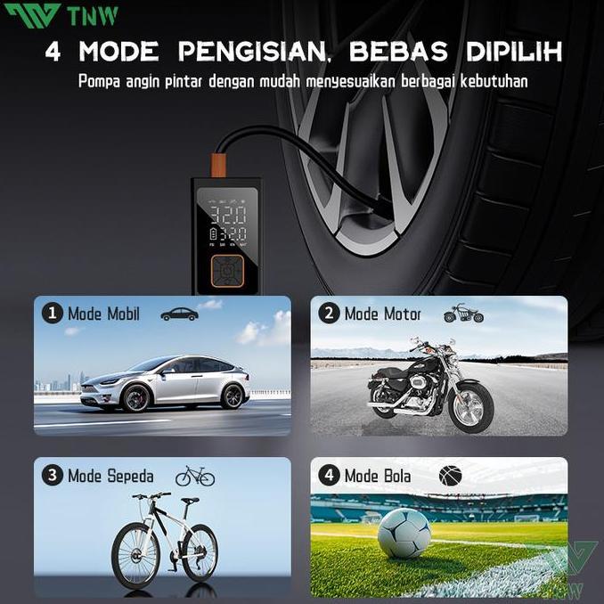 Tnw Ci12 Pompa Ban Motor Dan Mobil Air Pump Car Air Pump Tire Inflator Portable Mini Pompa Angin Ele