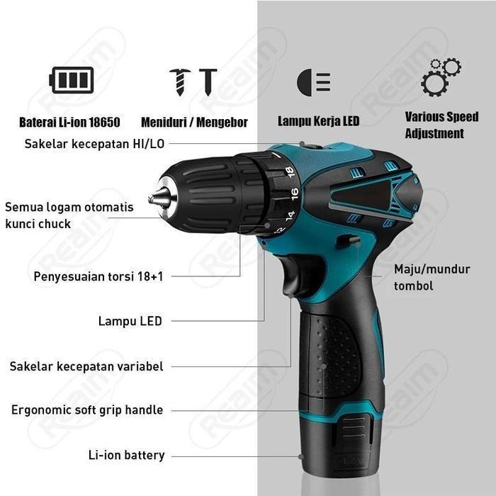 New Mesin Bor Baterai Tangan 298V Bor Listrik Bor Cas Bor Mini Bor Portable Bor Portable Obeng Listr
