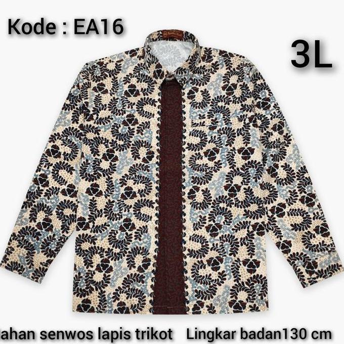 NEW KEMEJA BATIK PRIA JUMBO 3L / BIG SIZE LENGAN PANJANG SEMI SUTRA ORI