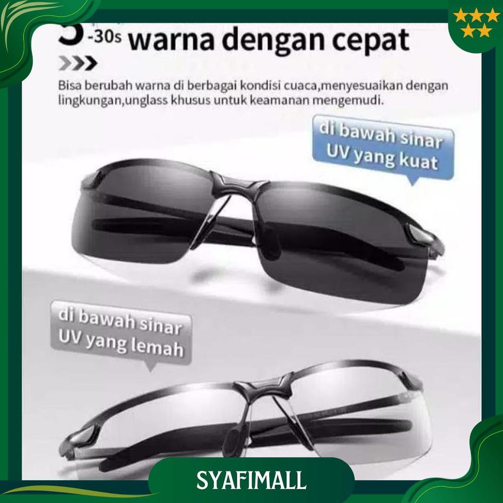 Kacamata Polarized Photochromic Pria Wanita / Kacamata Anti Silau Siang Malam Polarized Photochromic