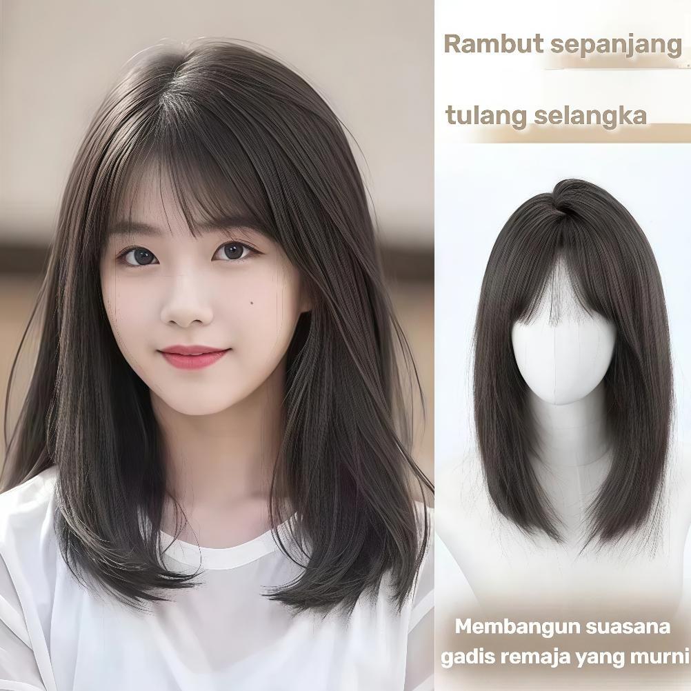 LvyStyle-Wig Wanita Setengah Panjang Wig Wanita Full Kepala 40CM Rambut palsu wanita simulasi alami 