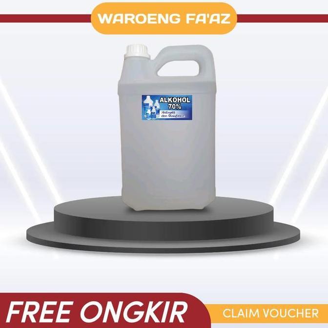 NEW ALKOHOL 70% MURNI LIMA LITER ORI