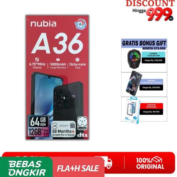 Gavanazz - ZTE Nubia A36 RAM 4GB ROM 64GB | HP Gaming & Kamera AI | Garansi Resmi [ Not Infinix Smar