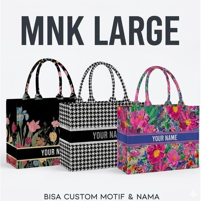 FAKINAJAYUUU - TOTEBAG NAMA | TAS KANVAS | MNK BAG INITIAL LARGE SIZE BISA CUSTOM NAMA - UKURAN 41X3