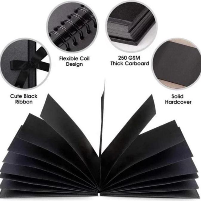 30lembar DIY Scrapbook Album Foto Diy Buku Foto A5 A4 Scrapbook Hitam Aesthetic Album Vintage Buku C