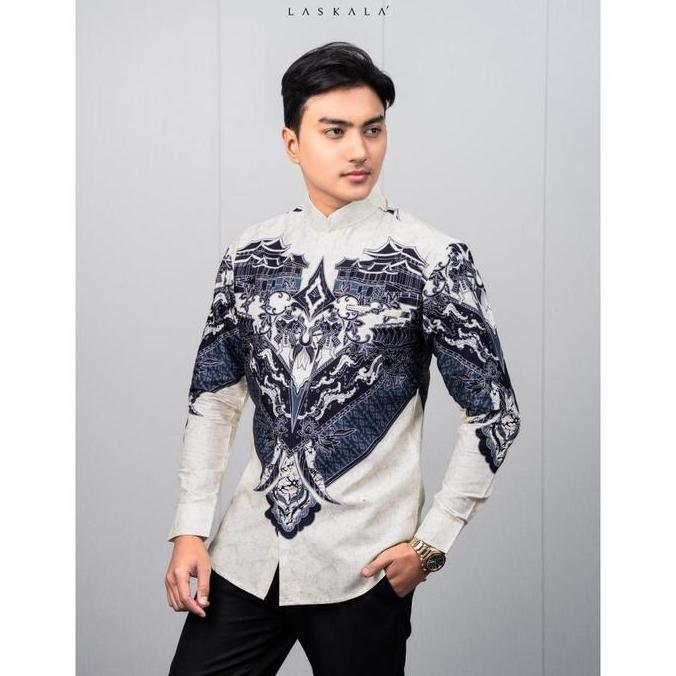 Laskala Batik Premium Laksamana Kemeja Batik Koko Pria Slimfit Lengan Panjang