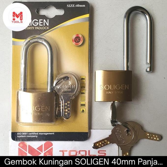 Ready Gembok Kuningan SOLIGEN 40mm Panjang Per - SOLIGEN Brass Padlock - Gembok SOLIGEN Kuningan - G