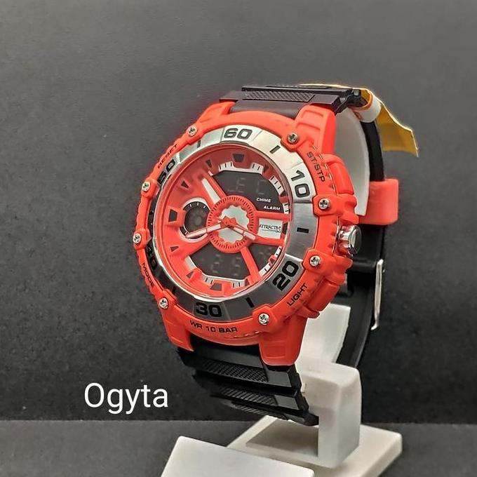 Q&Q QQ Attractive Analog Digital Jam Tangan Karet DE10J312Y Original