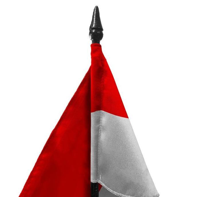 Bendera Meja Merah Putih Indonesia Bahan Kayu dan Kain Velvet