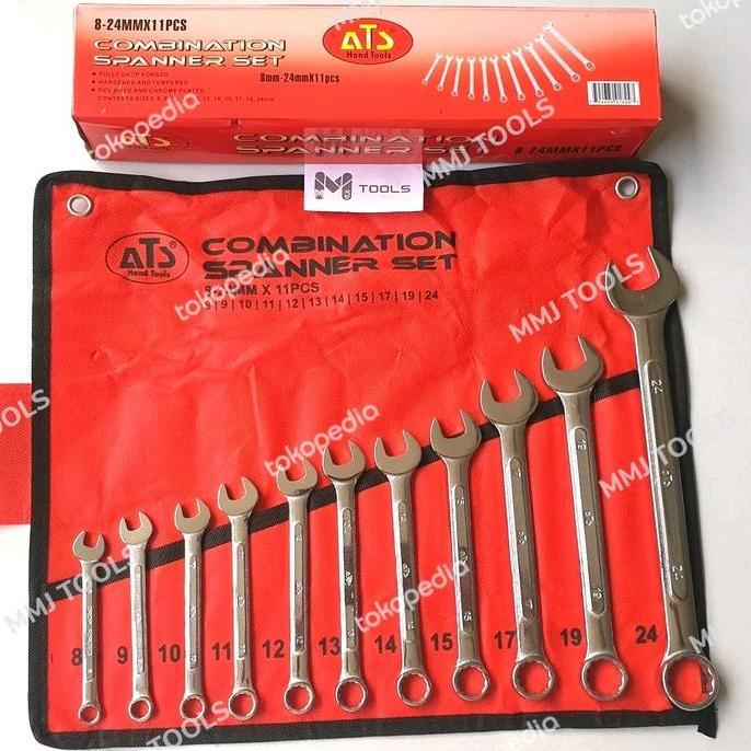 Ready Kunci Ring Pas Set ATS 11pcs 8-24mm - ATS Kunci ring pas set tebal