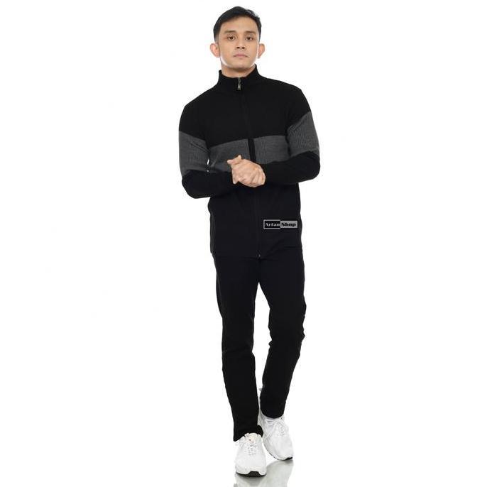 BELANJA SEKARANG!! Sweater Rajut Zipper Turtleneck Pria Tebal | Jaket Knit Resleting Leher Tinggi | 