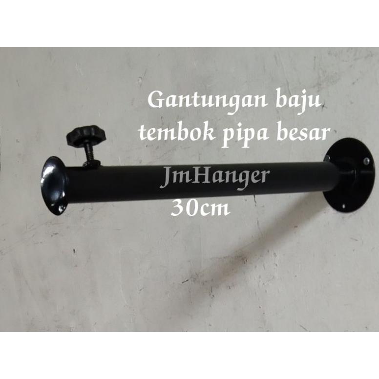 Gantungan Baju Tembok Dinding Pipa Besar Tarik Depan / Gantungan Baju Tembok Besi