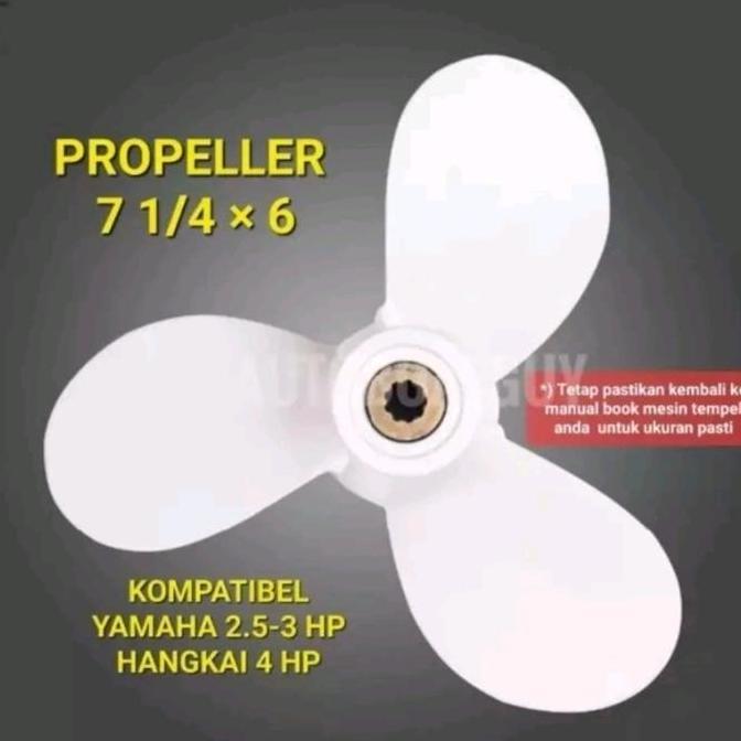 Propeller Baling Baling Kipas 7 1/4 x 6 untuk Mesin Tempel Yamaha 2.5 & 3 HP / Parsun 3.6 PK / Hangk