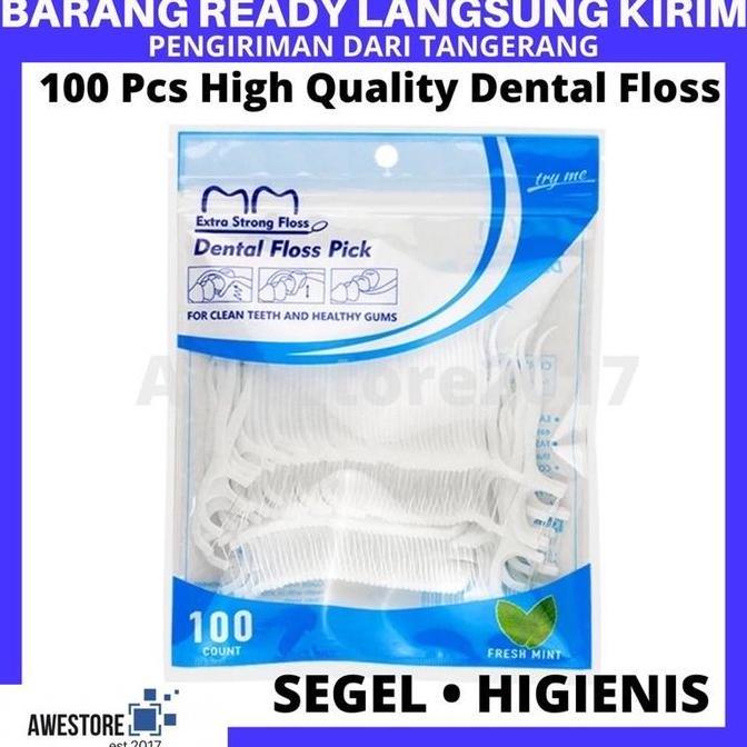 100 Pcs Bag Dental Floss Tusuk Gigi Benang Alat Pembersih Toothpick