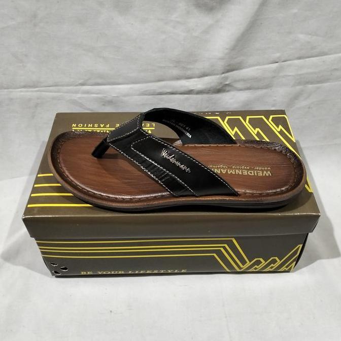 Sandal jepit kulit asli pria WEIDENMANN ORIGINAL JL 501 HITAM