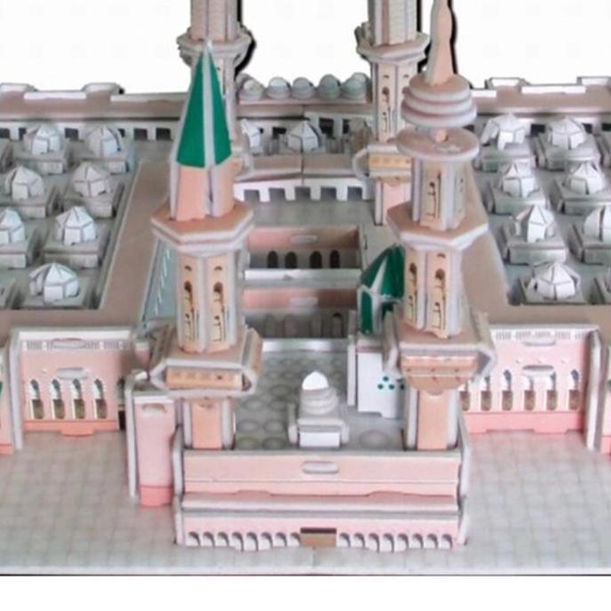 SESARKAL Miniatur Puzzle 3d Masjidil Haram Nabawi - Miniature Bangunan Ibadah - Koleksi Pajangan - H