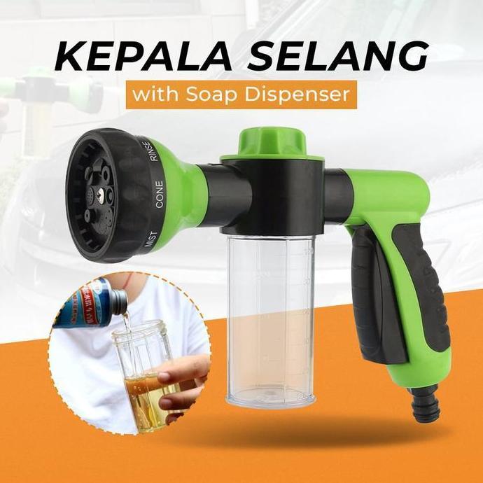 ZORRA8 Kepala Semprotan 8 Mode Botol Sabun Air Taman Cuci Motor Mobil Round Nozzle Sprayer Soap Disp